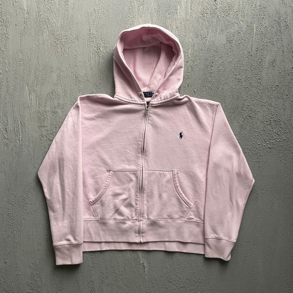 Polo Ralph Lauren Embroidered Logo Zip Up Hoodie Womens XL Pink